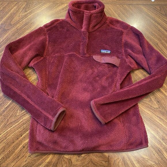 Patagonia Jackets & Blazers - Patagonia  Snap-T Pile Fuzzy Fleece Pullover Maroon Womens Size Medium